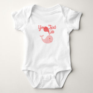 Happy Cute Pink Whale Baby Bodysuit