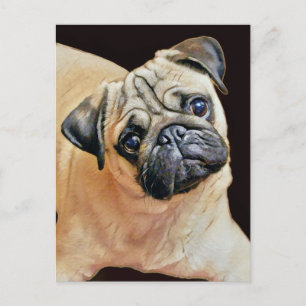 Happy Cute Pug Postcard
