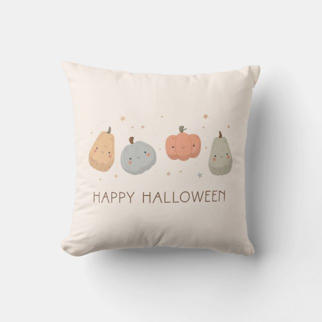 Happy Cute Pumpkin  Design Throw Pillow (Front)