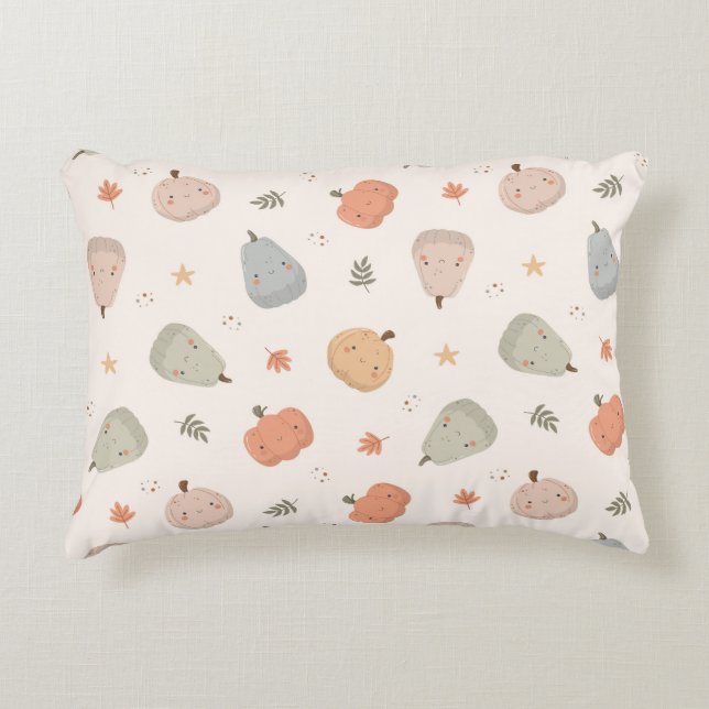 Happy Cute Pumpkin Pattern - Accent Pillow (Front)
