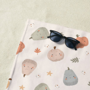 Happy Cute Pumpkin Pattern - Beach Towel