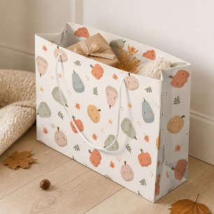 Happy Cute Pumpkin Pattern - Large Gift Bag