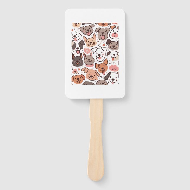 Happy Cute Puppies Pattern  1 Hand Fan (Front)