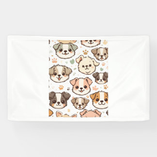 Happy Cute Puppies Pattern   Banner