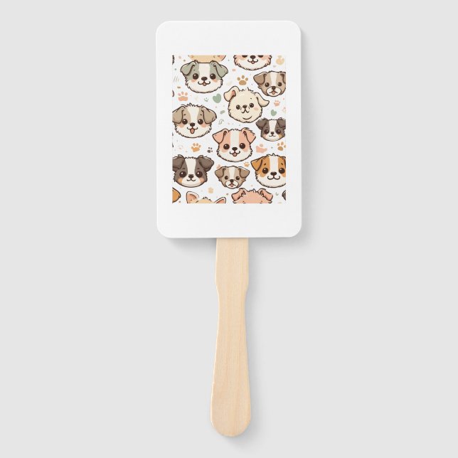 Happy Cute Puppies Pattern   Hand Fan (Front)