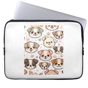 Happy Cute Puppies Pattern   Laptop Sleeve