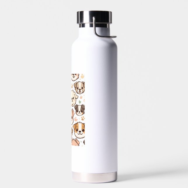 Happy Cute Puppies Pattern   Water Bottle (Left)