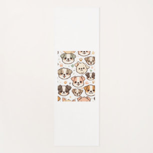 Happy Cute Puppies Pattern   Yoga Mat