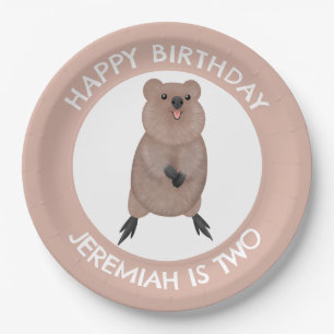 Happy cute quokka personalized cartoon birthday paper plate
