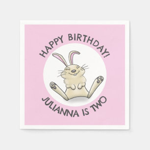 Happy cute rabbit personalized cartoon birthday napkin
