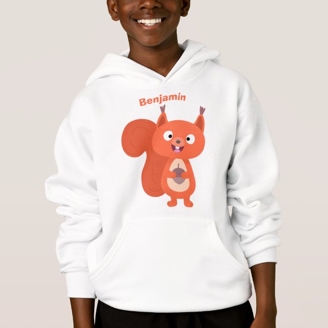 Happy cute red squirrel cartoon illustration (Front)