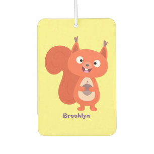 Happy cute red squirrel cartoon illustration air freshener
