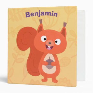 Happy cute red squirrel cartoon illustration binder