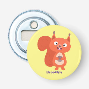 Happy cute red squirrel cartoon illustration bottle opener