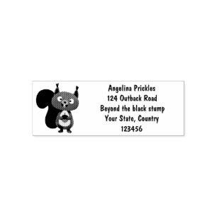 Happy cute red squirrel cartoon illustration self-inking stamp