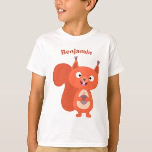 Happy cute red squirrel cartoon illustration T-Shirt