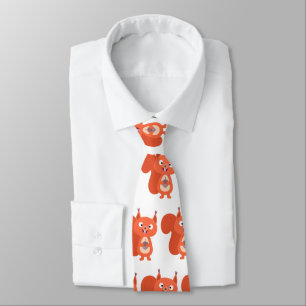 Happy cute red squirrel cartoon illustration tie