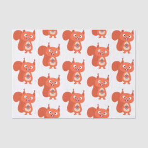 Happy cute red squirrel cartoon illustration tissue paper