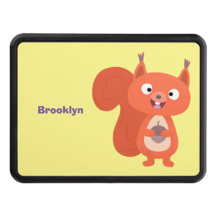 Happy cute red squirrel cartoon illustration trailer hitch cover