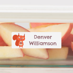 Happy cute red squirrel cartoon personalized