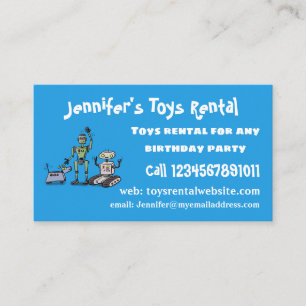 Happy cute robots trio cartoon business card