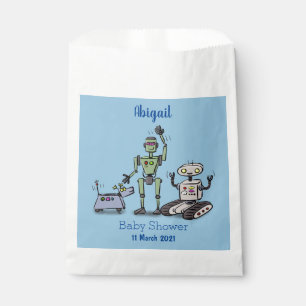 Happy cute robots trio cartoon favour bag
