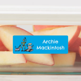 Happy cute robots trio cartoon personalized