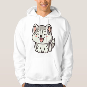 Happy cute Siberian husky dog Hoodie