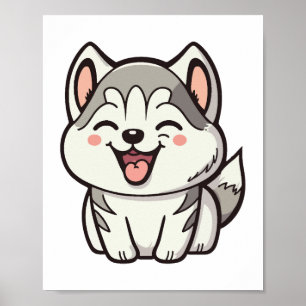 Happy cute Siberian husky dog Poster