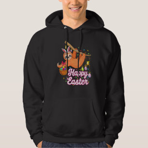 Happy Cute Sloth With Bunny Ears & Egg Hunting Eas Hoodie