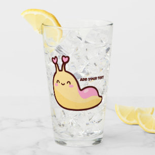 Happy Cute Slug Personalized Text Glass
