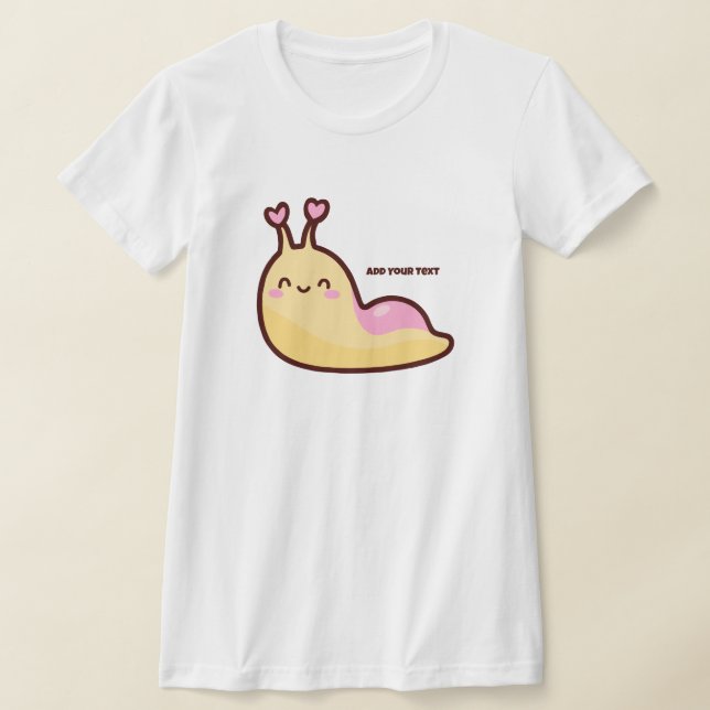 Happy Cute Slug Personalized Text T-Shirt (Laydown)