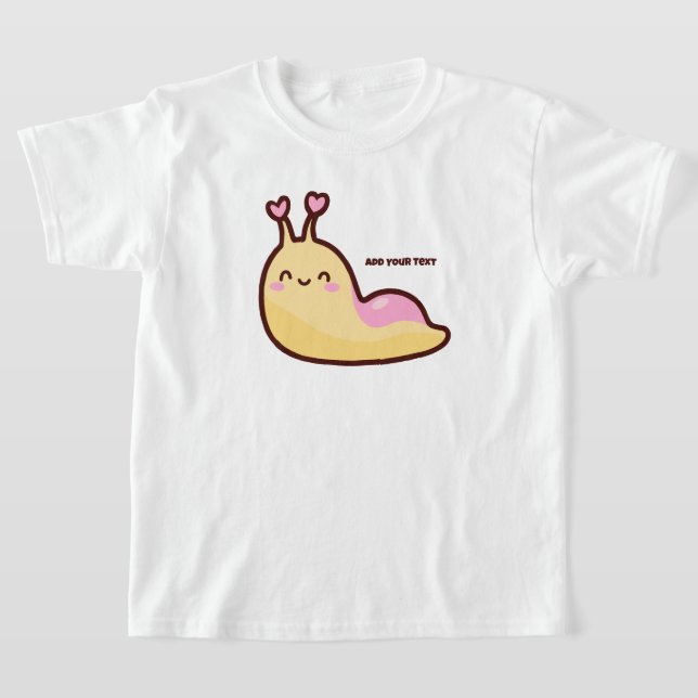 Happy Cute Slug Personalized Text T-Shirt (Laydown)
