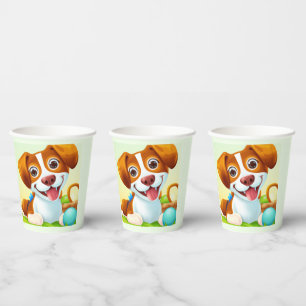Happy Cute Smiling Dog Paper Cups