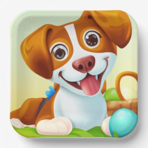 Happy Cute Smiling Dog Paper Plate