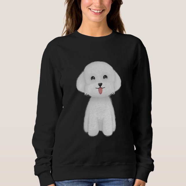 Happy Cute White Dog Sweatshirt (Front)