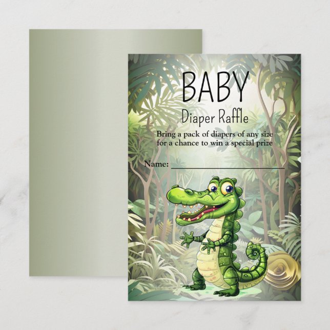Happy Cute Wild Crocodile Jungle Trees Beautiful Enclosure Card (Front/Back)
