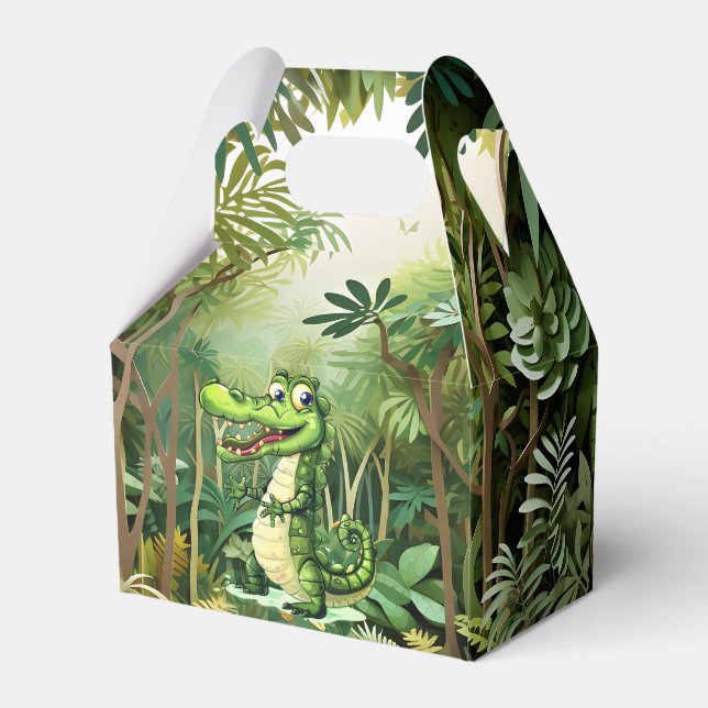 Happy Cute Wild Crocodile Jungle Trees Beautiful Favor Box (Back Side)