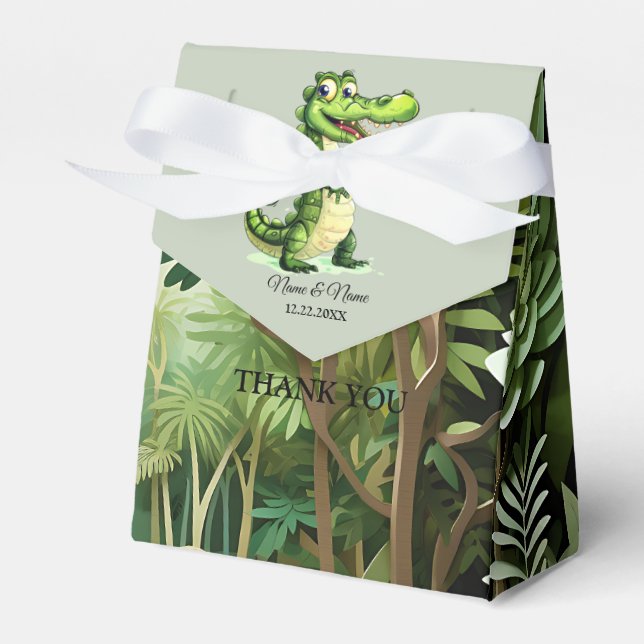 Happy Cute Wild Crocodile Jungle Trees Beautiful Favor Box (Front Side)