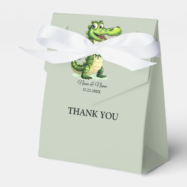 Happy Cute Wild Crocodile Jungle Trees Beautiful Favor Box (Front Side)
