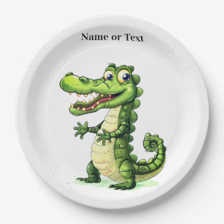Happy Cute Wild Crocodile Jungle Trees Beautiful Paper Plate