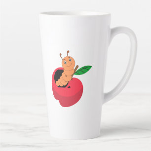 happy cute worm latte mug