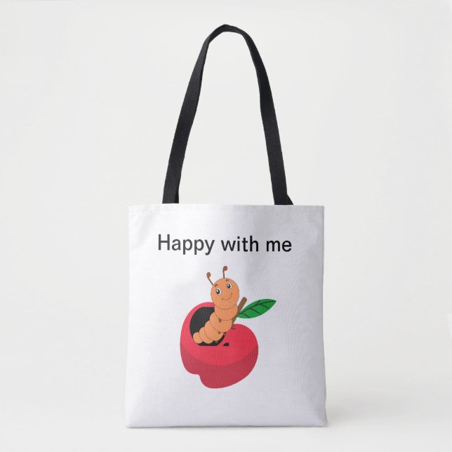 Happy cute worm tote bag (Front)