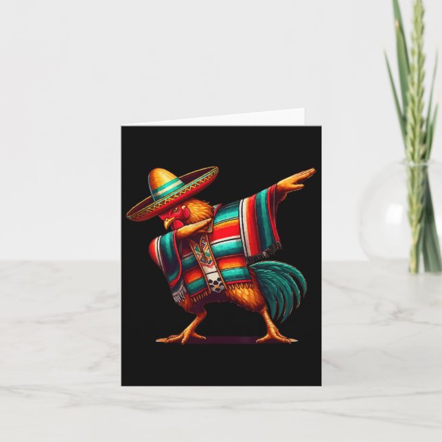 Happy Dabbing Mexican Chicken Cinco De Mayo Lover  Card (Front)
