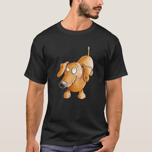Happy Dachshund For Teckel I Dackel Fans T-Shirt (Front)
