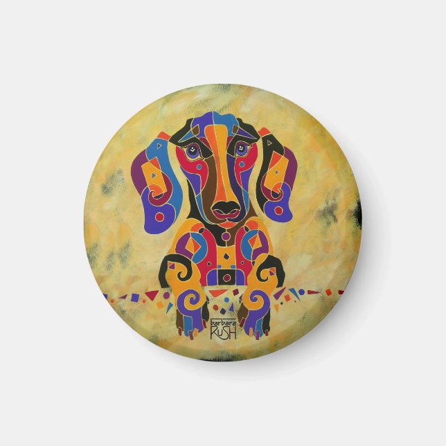 Happy Dachshund Magnet (Front)