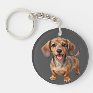 Happy Dachshund Puppy Keychain