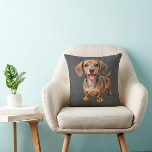 Happy Dachshund Puppy Throw Pillow