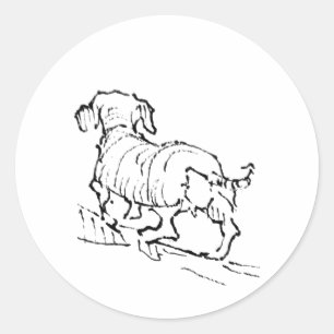 Happy Dachshund  – Sausage Dog Illustration Classic Round Sticker