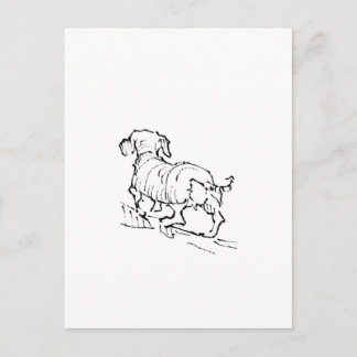 Happy Dachshund – Sausage Dog Illustration Postcard